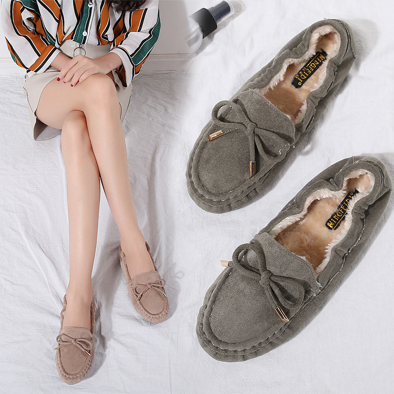 Tods mujeres forradas de lana estilo coreano bombas de algodón del todo fósforo zapatos planos cálidos antideslizantes mujeres embarazadas más tamaño arco zapatos Casuales