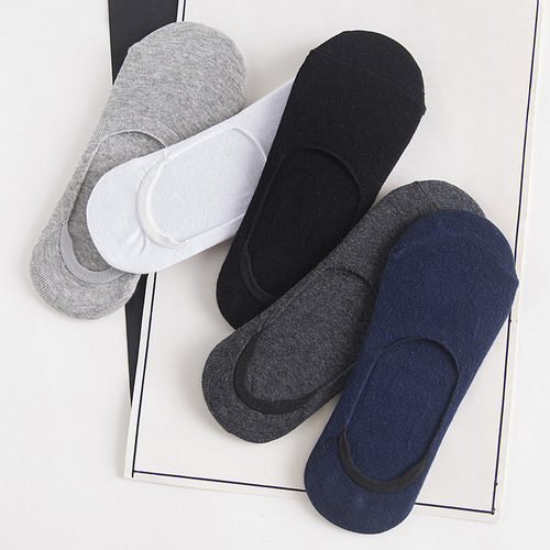 Manufacturer wholesale spring and summer men's solid color boat socks shallow anti-slip silicone invisible socks men's cotton casual socks