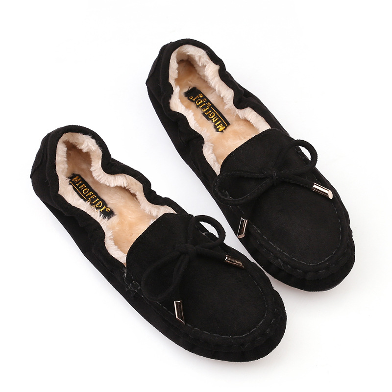 Tods mujeres forradas de lana estilo coreano bombas de algodón del todo fósforo zapatos planos cálidos antideslizantes mujeres embarazadas más tamaño arco zapatos Casuales