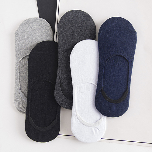 Manufacturer wholesale spring and summer men's solid color boat socks shallow anti-slip silicone invisible socks men's cotton casual socks