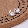 Fresh earrings from pearl, Korean style, flowered, wholesale