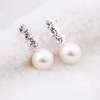 Fresh earrings from pearl, Korean style, flowered, wholesale