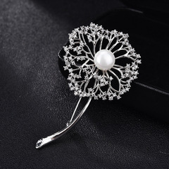 New autumn clothing brooch for men and women, dandelion micro-encrusted zircon, coat pin, woolen coat accessories, suit corsage