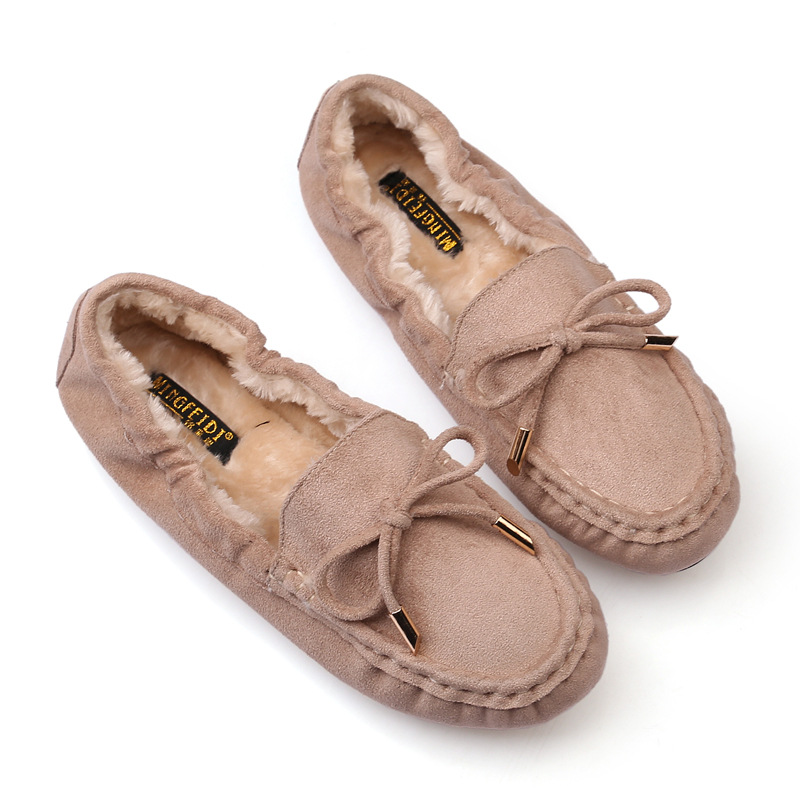 Tods mujeres forradas de lana estilo coreano bombas de algodón del todo fósforo zapatos planos cálidos antideslizantes mujeres embarazadas más tamaño arco zapatos Casuales