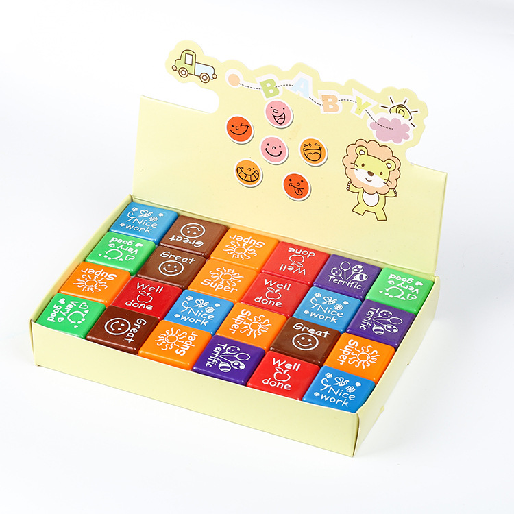 Nueva Corea del Sur creativo Mahjong sello traje lindo dibujos animados plástico de los niños recompensa sello cuadrado