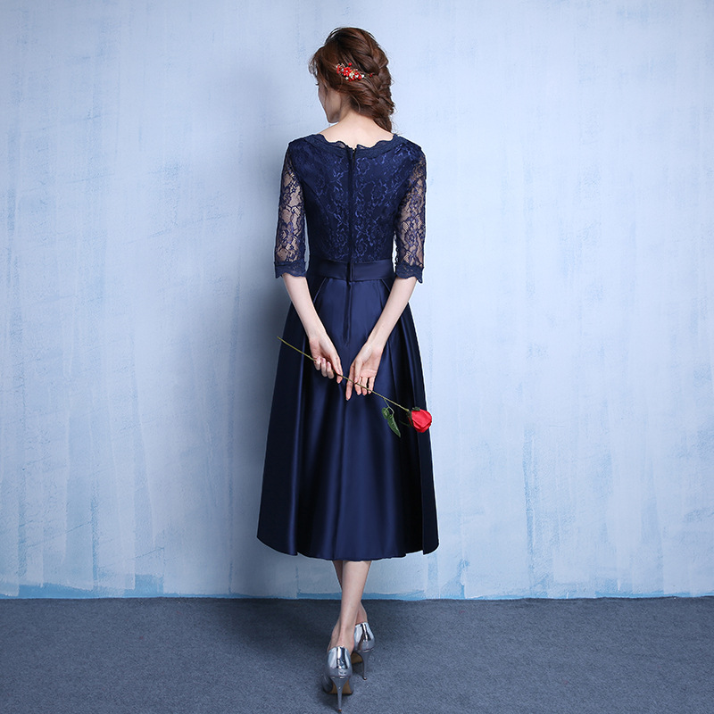 Vestido de noche de nuevo estilo 2026 al por mayor, vestido de novia de manga larga de longitud media, vestido de brindis, vestido de dama de honor, envío directo de una sola pieza.