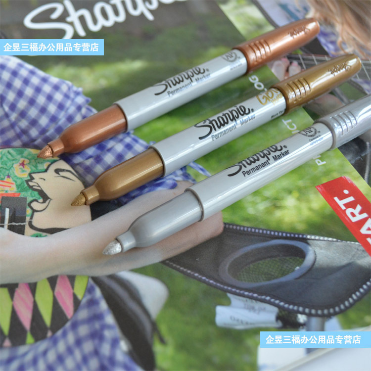 美国三福ShanpieMetallic金属银绿色红色铜色油性记号笔快干防水