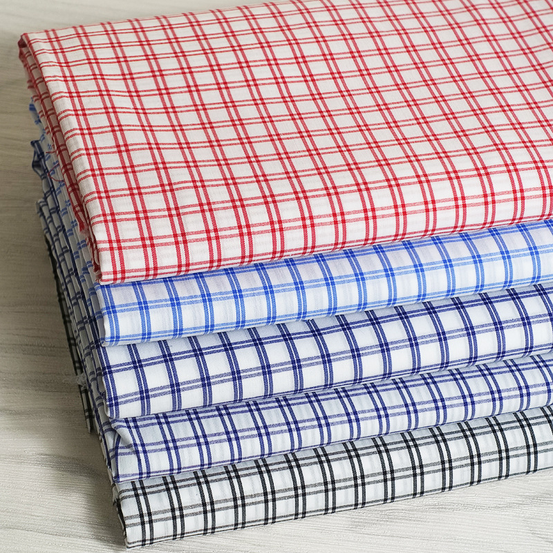 供应风格款60S锦棉弹力府绸 色织布 男士衬衫面料 现货批发