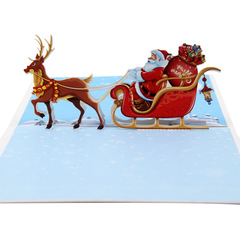 Manufacturer supplies color printed 3D Christmas deer car, Christmas three-dimensional greeting card, blessing New Year card, creative gift