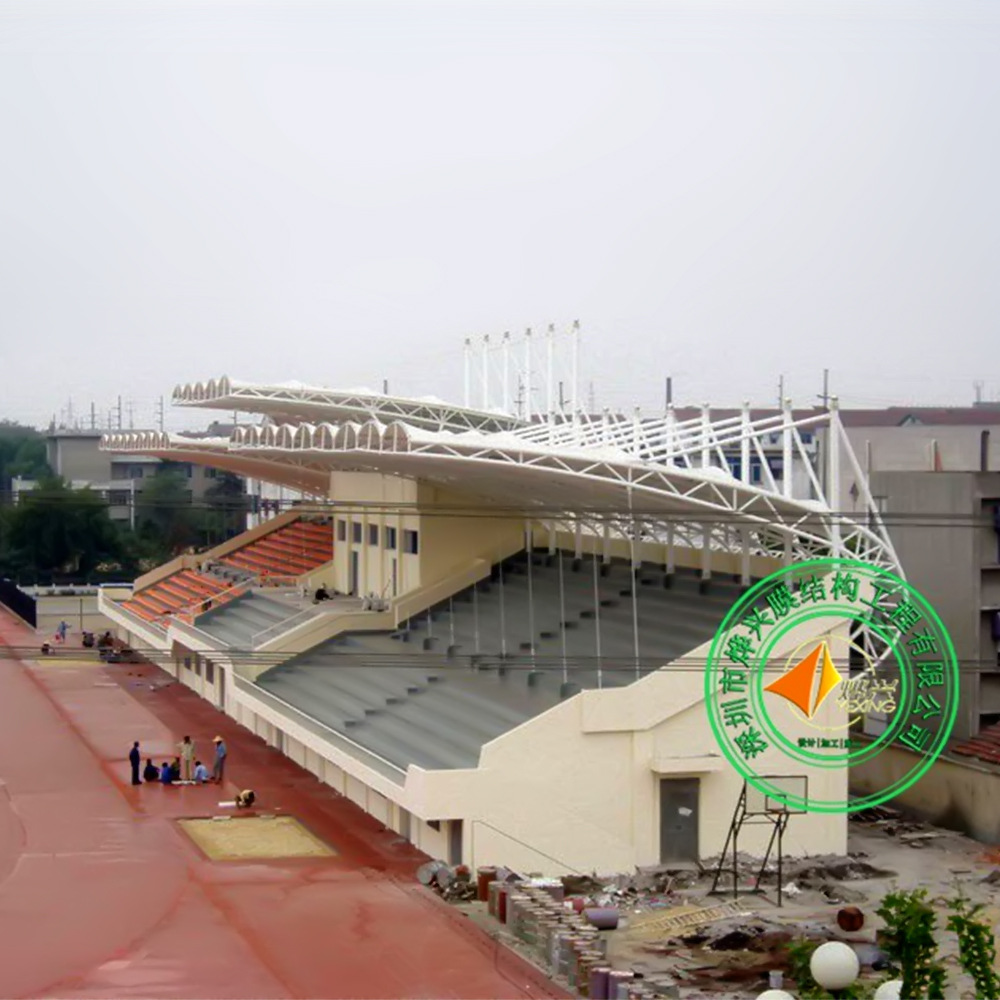 深圳膜结构建筑，施工周期短，低价优质膜结构体育场看台、遮阳棚