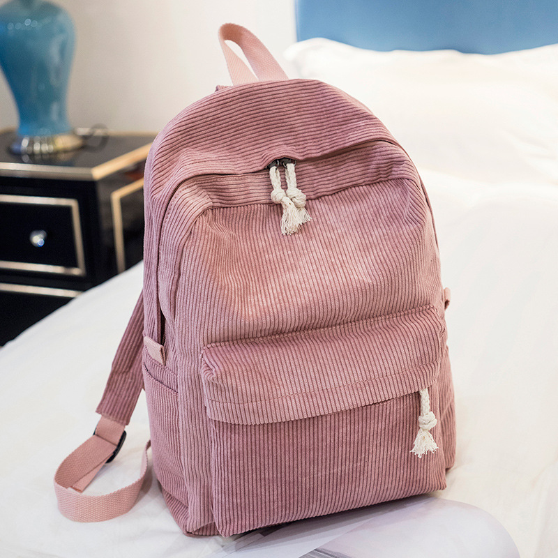 School Bag Female K-Style Regular Harajuku Ulzzang High School Student Personalized Corduroy Preppy Style Backpack Female Backpack