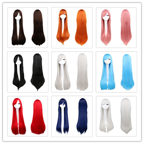 cos wig color long straight hair cosplay wig Universal cartoon hot spot 80cm wig wholesale