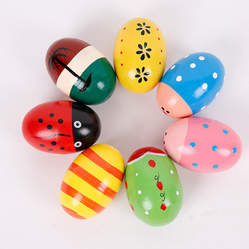 Wooden sand eggs, wooden sand balls, simulated eggs for infants and toddlers, early education toys, Orff percussion instruments