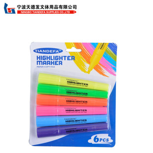 Factory direct double head highlighter 6 color suction card Office students Key Mark color pen