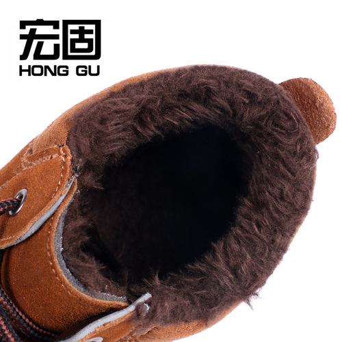 Seasonal anti-pilling cowhide anti-punching anti-pricking work safety protective boots with thickened and lined insulation against cold
