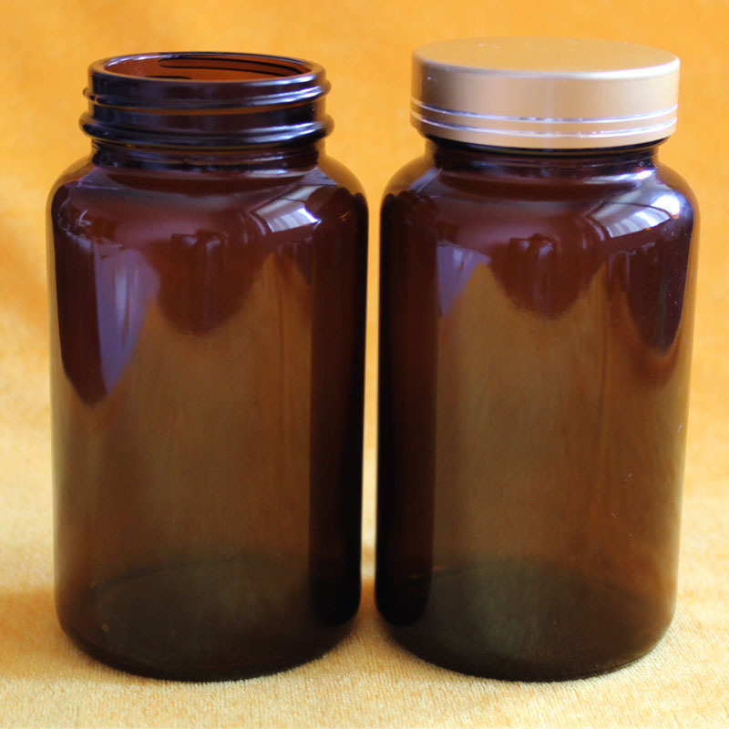 现货供应250g克茶色广口玻璃瓶棕色大口片剂胶囊营养品瓶可配盖