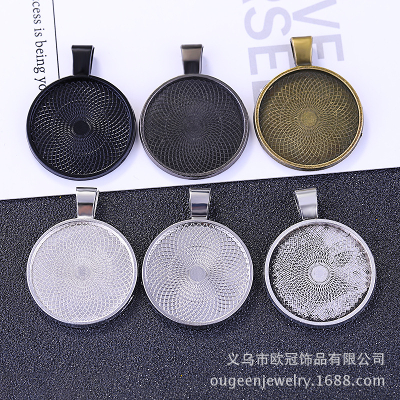 Cross-border 25mm round necklace pendant base alloy Time Gem base alloy jewelry accessories diy Cross-border 25mm round necklace pendant base alloy Time Gem base alloy jewelry accessories diy