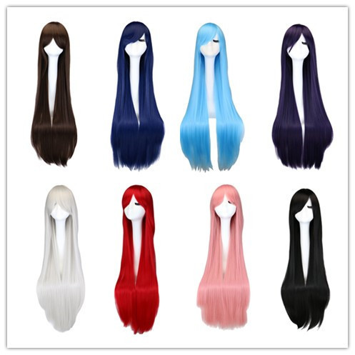 cos wig color long straight hair cosplay wig Universal cartoon hot spot 100cm wig