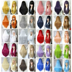 cosplay wig color long straight hair universal cos wig anime hot selling 80cm long straight wig