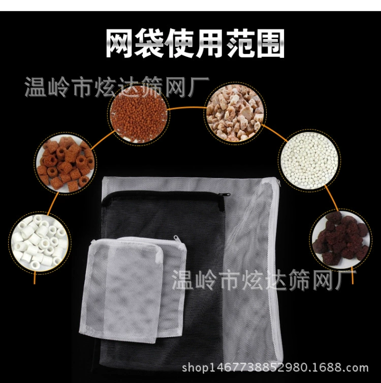 Aquarium, filter, plastic mesh bag with zipper