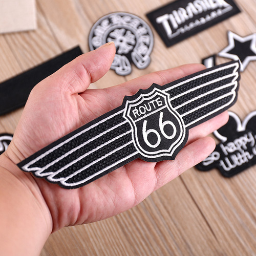 Yixiu fashion brand men's decorative embroidered badge patch patch embroidered cloth patch hole black computer embroidered badge 1