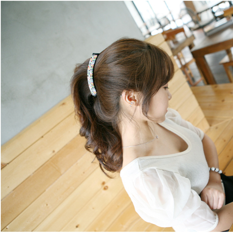 韩版发饰一字夹彩色水钻 亚克力彩钻简约时尚黑色顶夹 盘发马尾夹