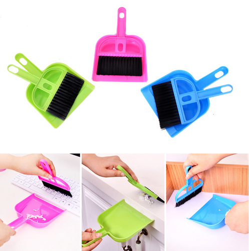 Candy color mini desktop cleaning brush, desktop computer keyboard brush, small broom, dustpan and shovel set