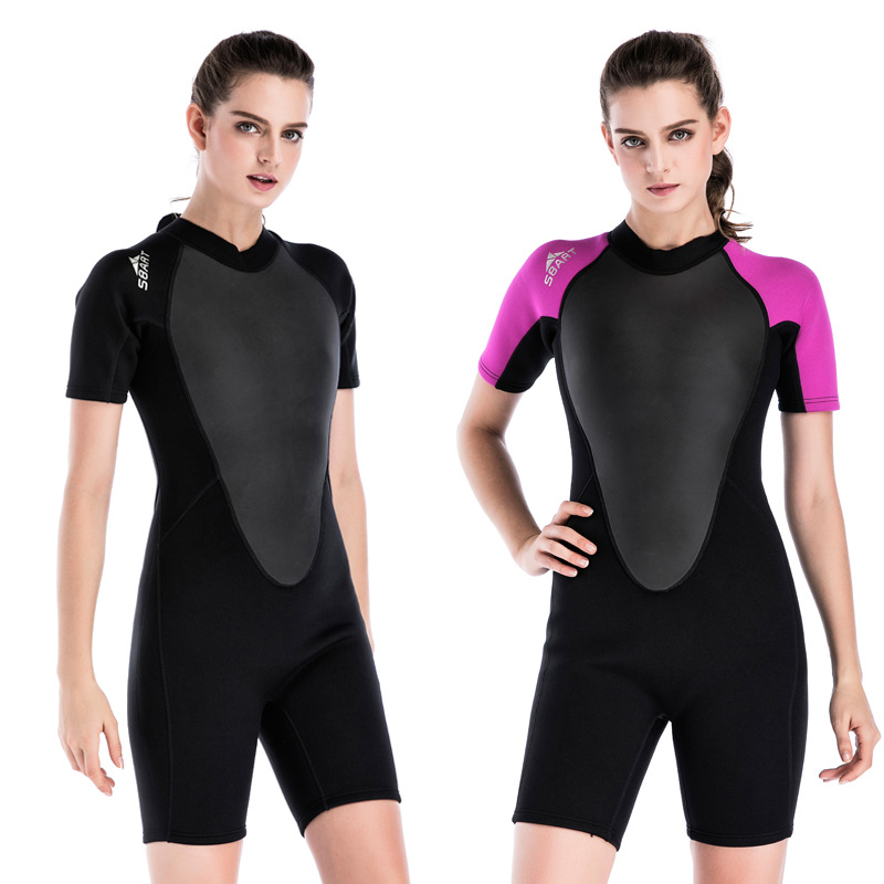 Shabbat diving suit women's short-sleeved one-piece 2mm thick warm sunscreen snorkeling suit deep-sea winter swimsuit surfing suit