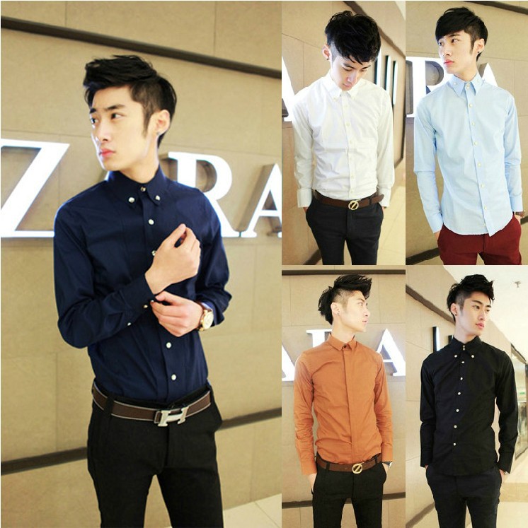 Upgraded Fabric New Men's Shirt New Slim Shirt Korean Style No-Iron Youth Business Men's Long-Sleeved Shirt