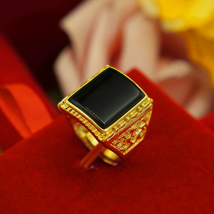 Brass long-lasting ring, agate accessory