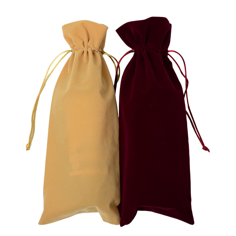 Venta directa de fábrica de franela bolsa de vino tinto cata a ciegas de vino tinto bolsa de regalo de vino bolsa de botella de vino con cordón