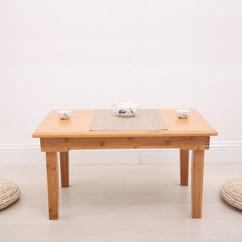 Mesa de bambú plegable, mesa de café de tatami de estilo japonés, mesa cuadrada, apartamento pequeño hogar portátil, mesa de comedor corta