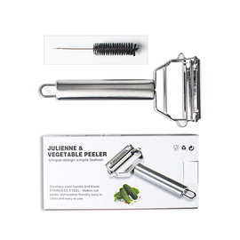 亚马逊双头多功能切菜器刨丝器削切丝皮刀毛刷厨房小工具去皮家用