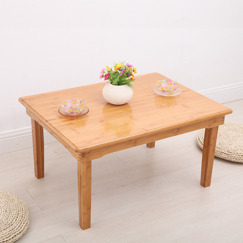 Mesa de bambú plegable, mesa de café de tatami de estilo japonés, mesa cuadrada, apartamento pequeño hogar portátil, mesa de comedor corta