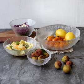 锤纹家用创意玻璃碗磨砂简约料理碗沙拉碗搅拌碗冰激凌碗水果碗