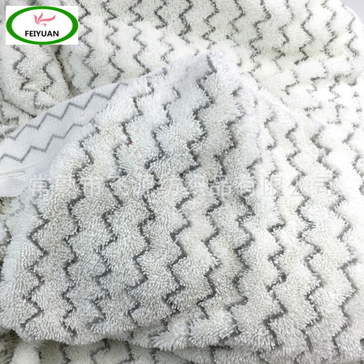 现货供应 W硬丝小辫子布平板拖把布 拖把头 提花经编加捻布清洁布