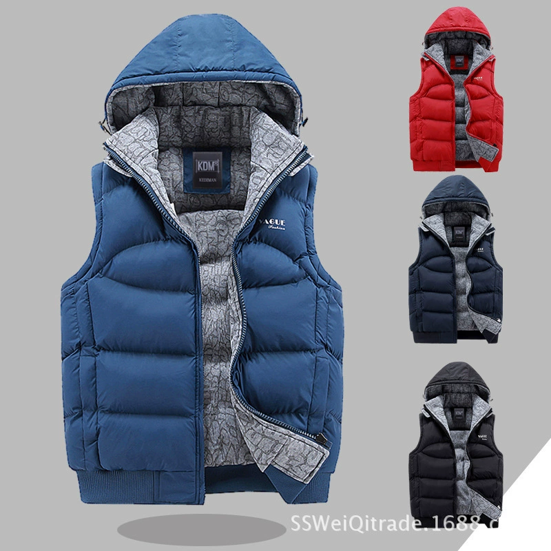 Морозостойкий пуховый хлопковый жилет, Мужская съемная Кепка, спортивный хлопковый жилет, утолщенное Мужское пальто, поколение 8925