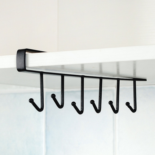 T iron cabinet seamless hook six-link storage rack multi-row hook wardrobe kitchen no-punch seamless hook