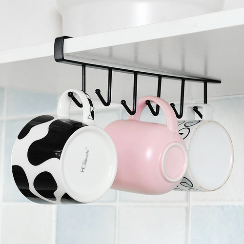 T iron cabinet seamless hook six-link storage rack multi-row hook wardrobe kitchen no-punch seamless hook