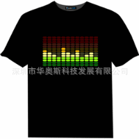 EL Light-Up Dynamic Digital Melody Music Light-Up T-Shirt, Voice-Controlled T-Shirt, Cross-Border Supply, Dynamic Light-Up Ultra-Thin