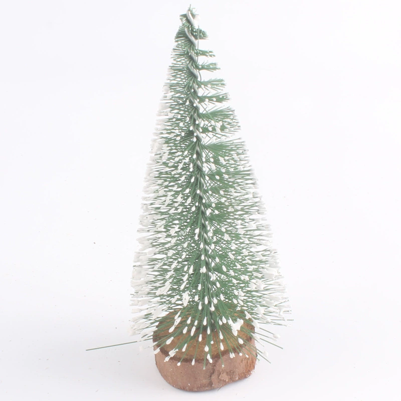Мини‑ёлка на стол, bottle‑brush из искусственных иголок, с эффектом снега и деревянной подставкой, 10–40 см