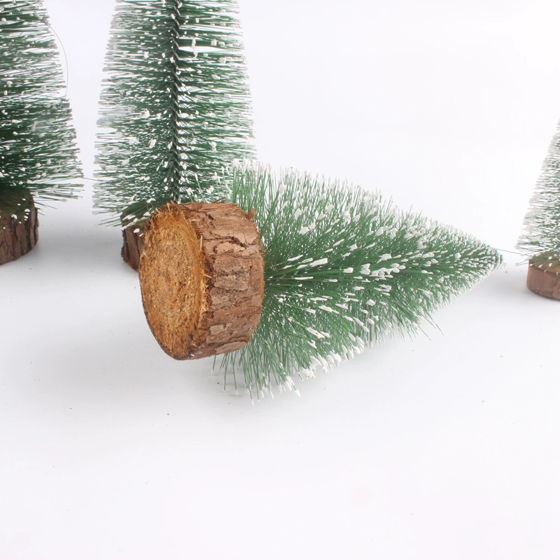 Мини‑ёлка на стол, bottle‑brush из искусственных иголок, с эффектом снега и деревянной подставкой, 10–40 см