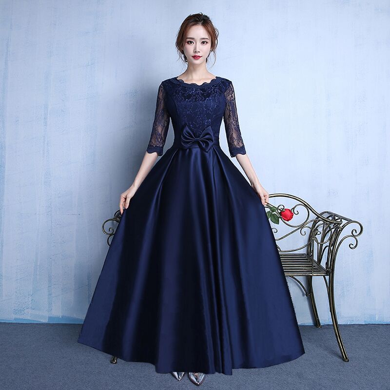 Vestido de noche de nuevo estilo 2026 al por mayor, vestido de novia de manga larga de longitud media, vestido de brindis, vestido de dama de honor, envío directo de una sola pieza.