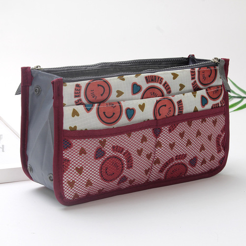 2024 New Korean-style Pattern 16-color Double Zipper Storage Bag Inner Bag with Thickened Hand-held Organizing Bag Middle Bag