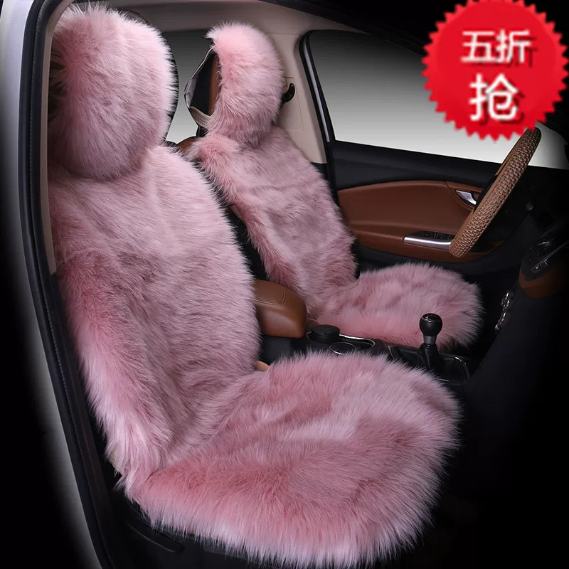 Plush car seat cover, full‑back faux‑fur winter seat cushion, universal fit