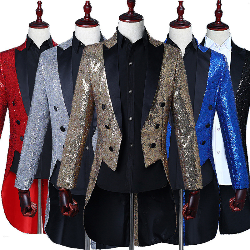 Magician Sequined Tuxedo Men's Stage Performance Dress Jacket Nightclub Bar Host Beautiful Vocal Chorus Conductor