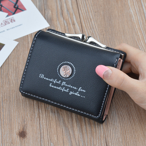 New Wallet Women's Short Wallet Female Student Large Capacity Folding Soft Wallet Japanese and Korean Fashion Simple Coin Purse