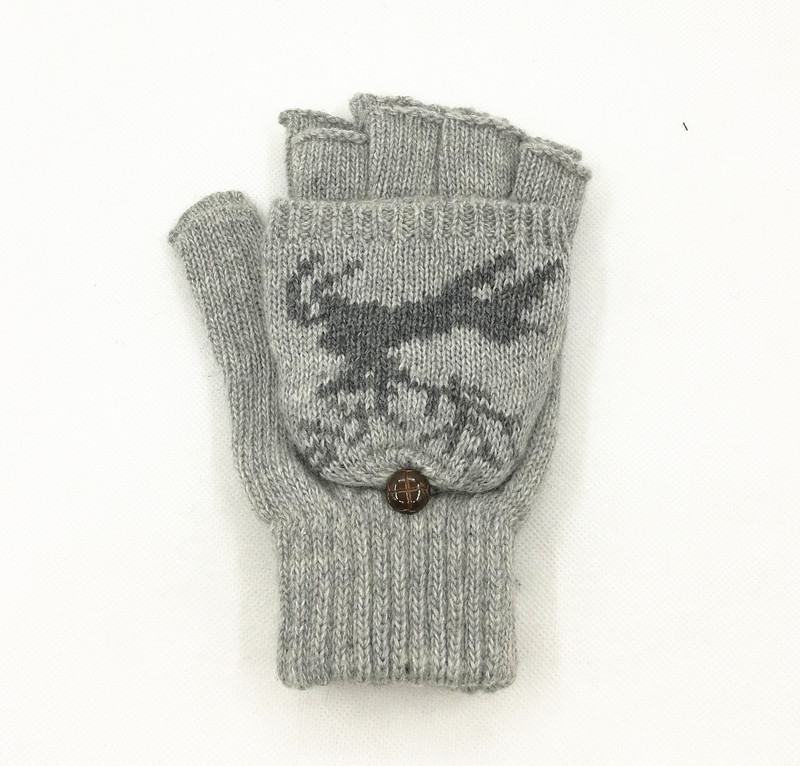 Otoño e invierno guantes de lana hombres y mujeres copo de nieve Flip de doble uso cálido medio dedo guantes ciervo guantes de dedo de punto