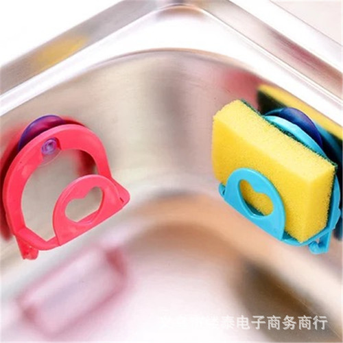Kitchen suction cup sponge storage rack with hook Multifunctional wall-mounted plastic kitchen sink debris hook