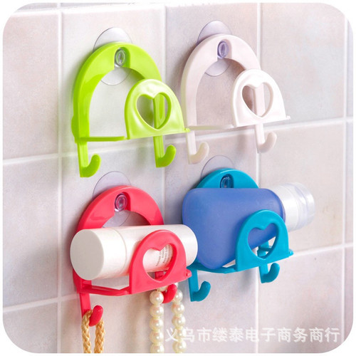 Kitchen suction cup sponge storage rack with hook Multifunctional wall-mounted plastic kitchen sink debris hook